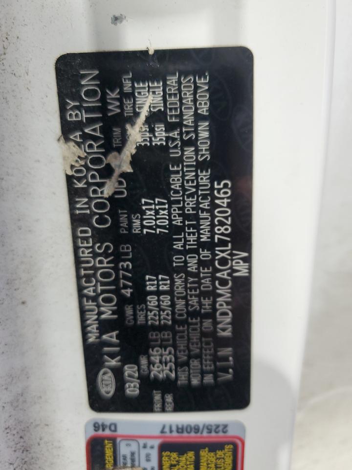 2020 Kia Sportage Lx VIN: KNDPMCACXL7820465 Lot: 80630585