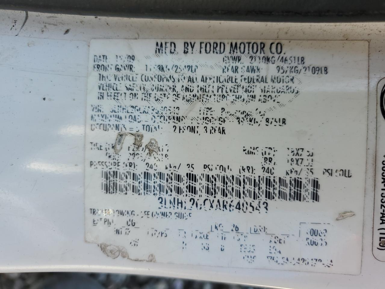 2010 Lincoln Mkz VIN: 3LNHL2GCXAR640543 Lot: 80199465