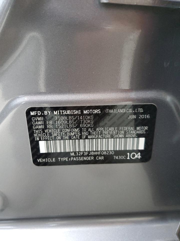 2017 Mitsubishi Mirage G4 Es VIN: ML32F3FJ8HHF08230 Lot: 71933025
