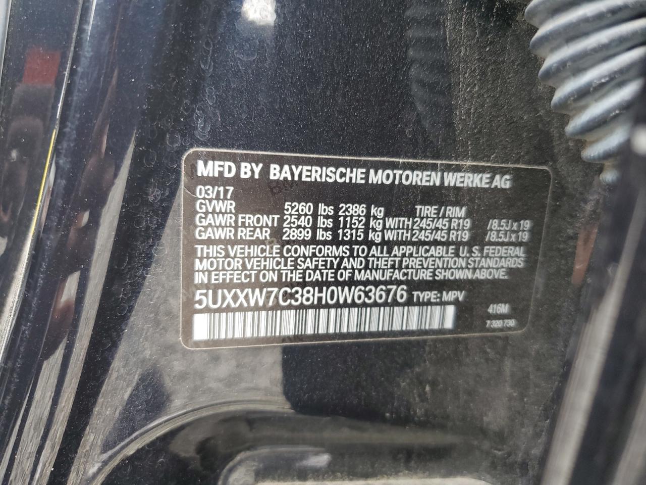 2017 BMW X4 xDrivem40I VIN: 5UXXW7C38H0W63676 Lot: 81393045