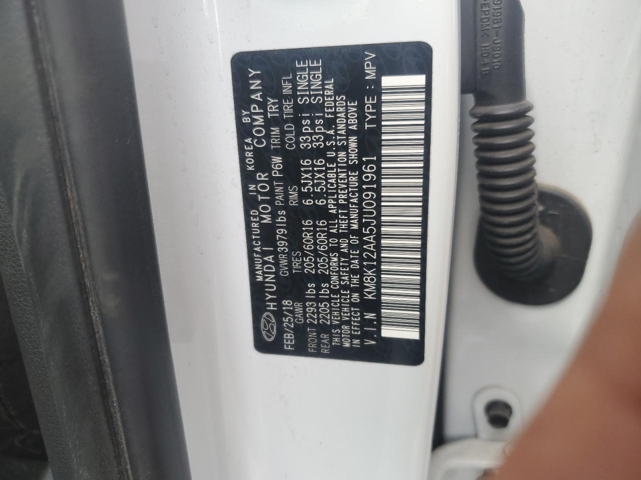 2018 Hyundai Kona Se VIN: KM8K12AA5JU091961 Lot: 84429475