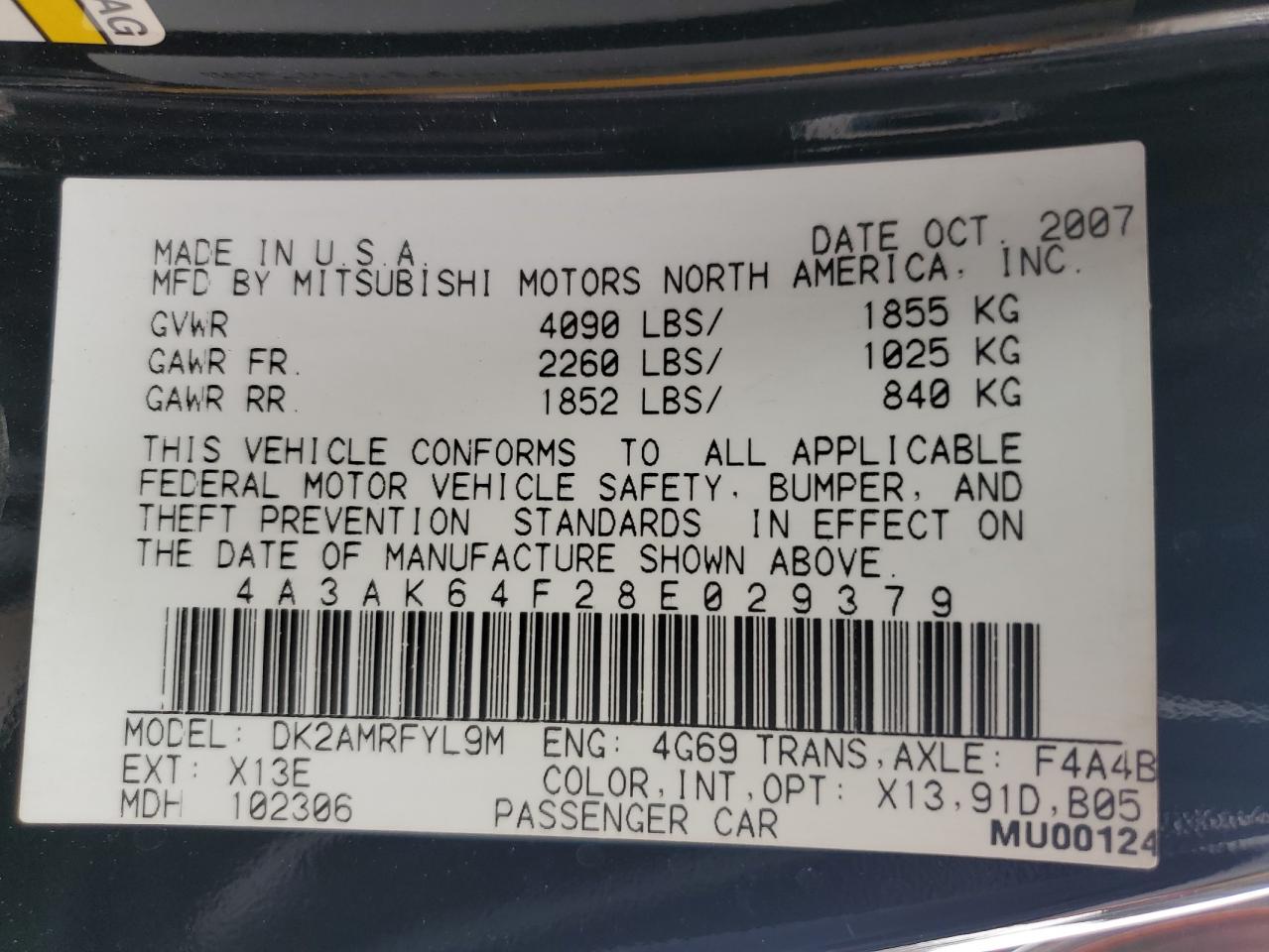 2008 Mitsubishi Eclipse Se VIN: 4A3AK64F28E029379 Lot: 81166305