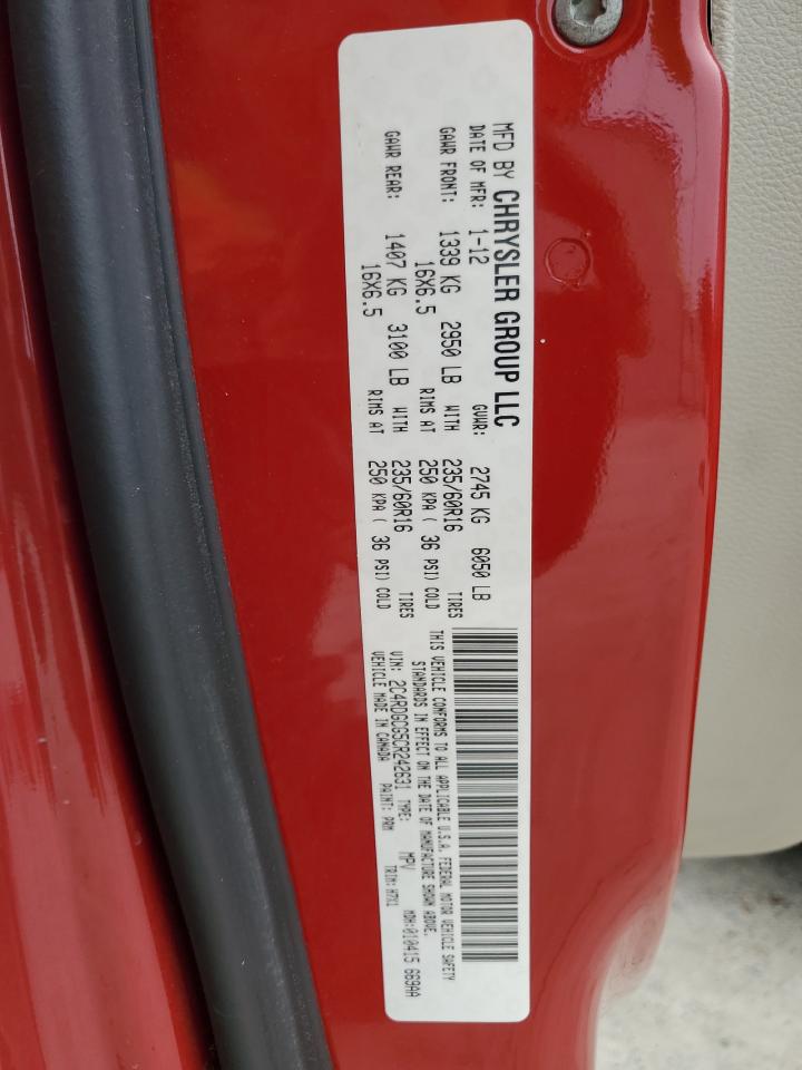 2012 Dodge Grand Caravan Sxt VIN: 2C4RDGCG5CR242631 Lot: 84226835