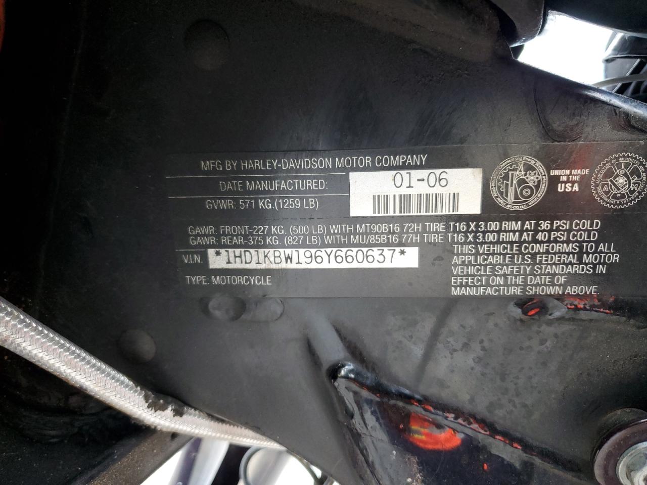2006 Harley-Davidson Flhxi VIN: 1HD1KBW196Y660637 Lot: 81686525