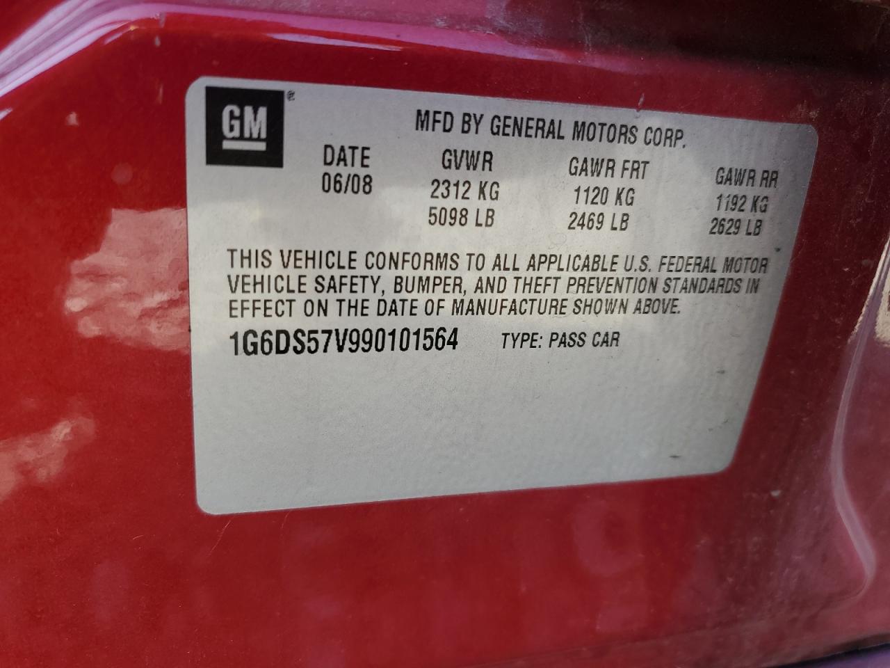 2009 Cadillac Cts Hi Feature V6 VIN: 1G6DS57V990101564 Lot: 81779555