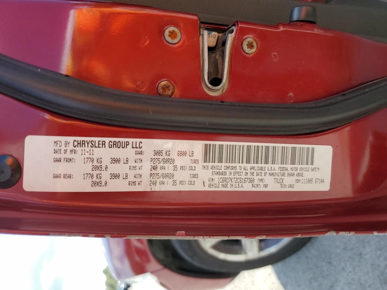 2012 Dodge Ram 1500 St VIN: 1C6RD7KT2CS167360 Lot: 81838165