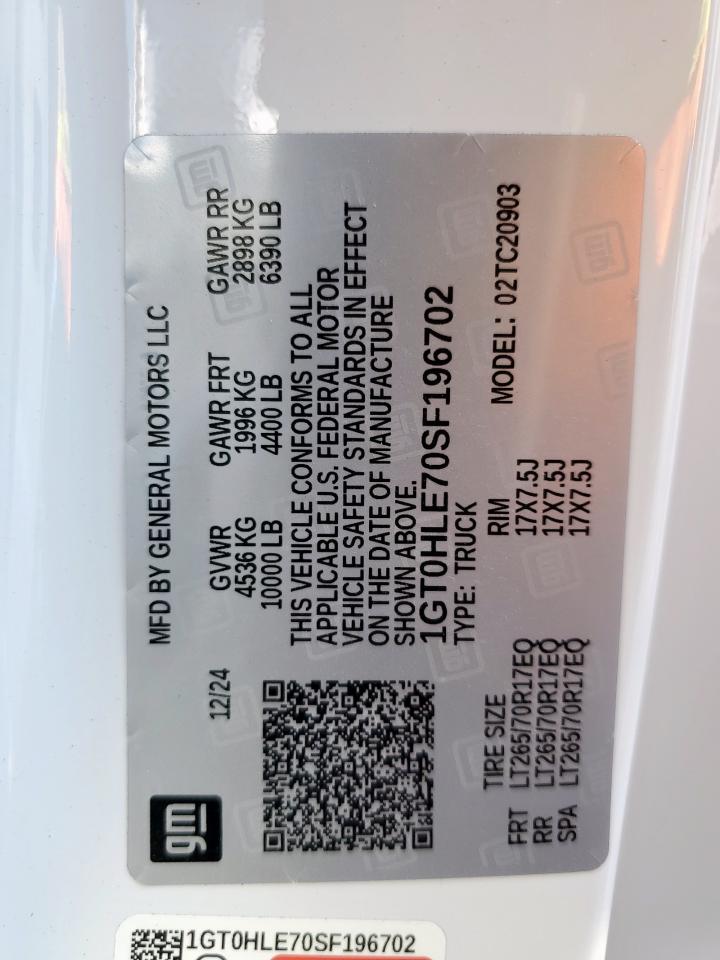 2025 GMC Sierra C1500 VIN: 1GT0HLE70SF196702 Lot: 80223295
