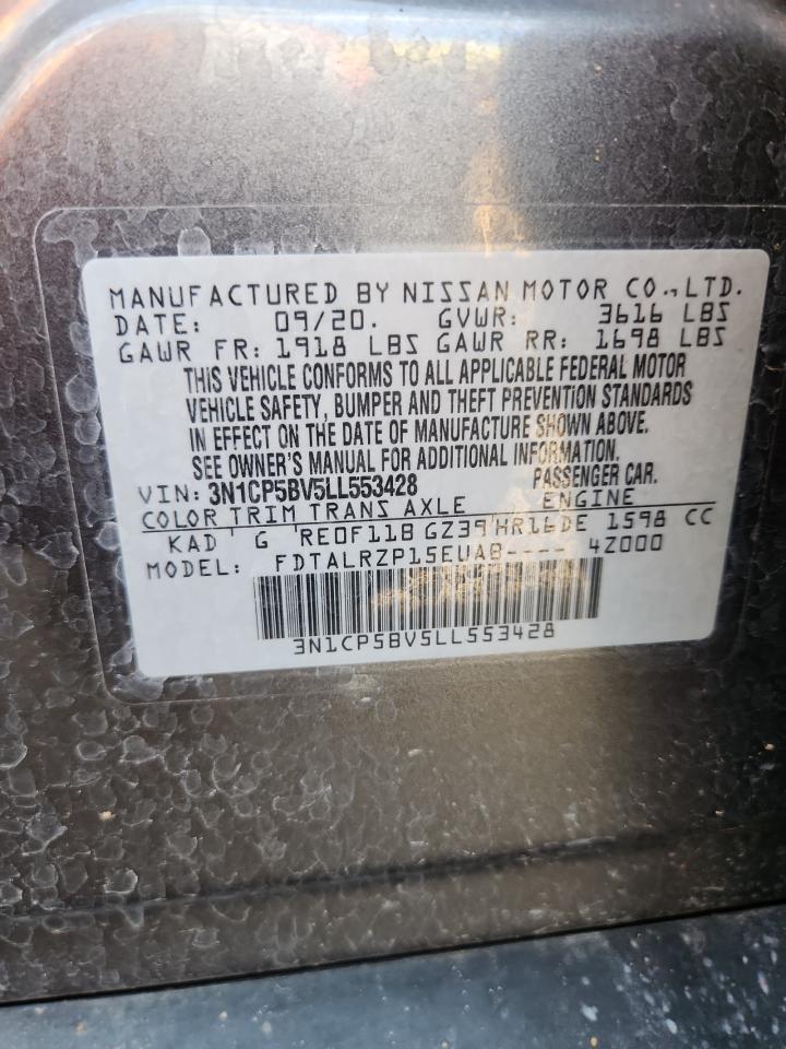 2020 Nissan Kicks S VIN: 3N1CP5BV5LL553428 Lot: 71057505