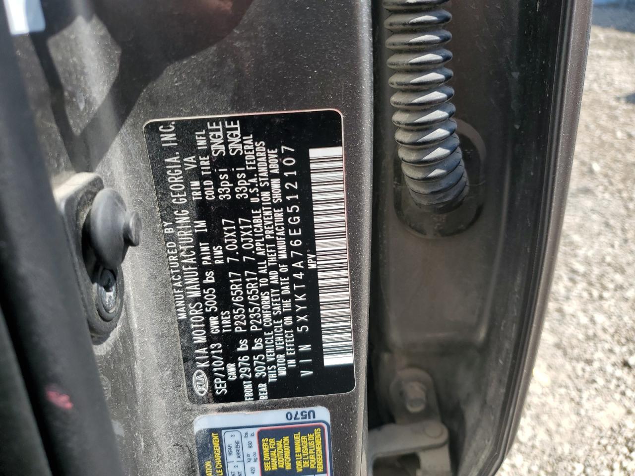 2014 Kia Sorento Lx VIN: 5XYKT4A76EG512107 Lot: 80122125