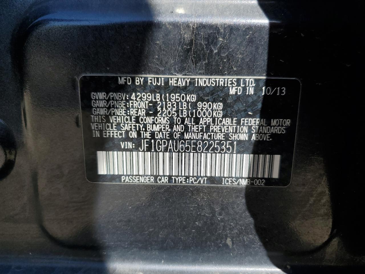 2014 Subaru Impreza Sport Limited VIN: JF1GPAU65E8225351 Lot: 84222285