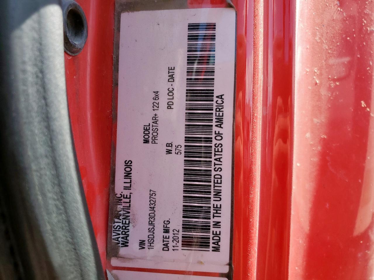 2013 International Prostar Semi Truck VIN: 1HSDJSJR3DJ432757 Lot: 81202165