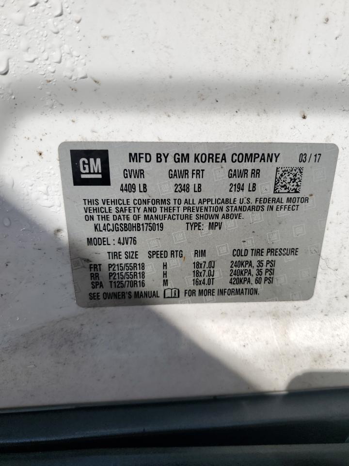 2017 Buick Encore Essence VIN: KL4CJGSB0HB175019 Lot: 82085355