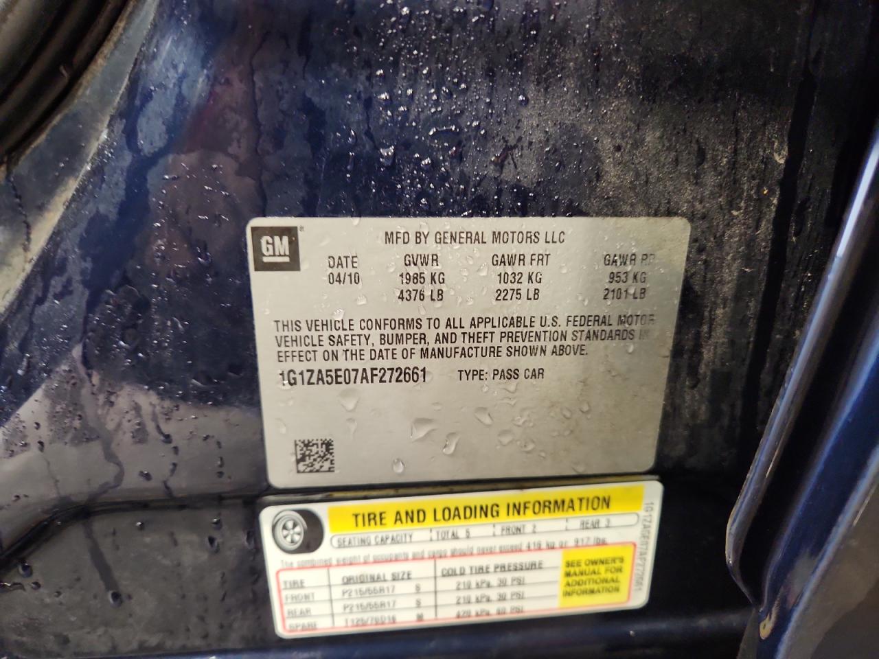 2010 Chevrolet Malibu Ls VIN: 1G1ZA5E07AF272661 Lot: 80095335