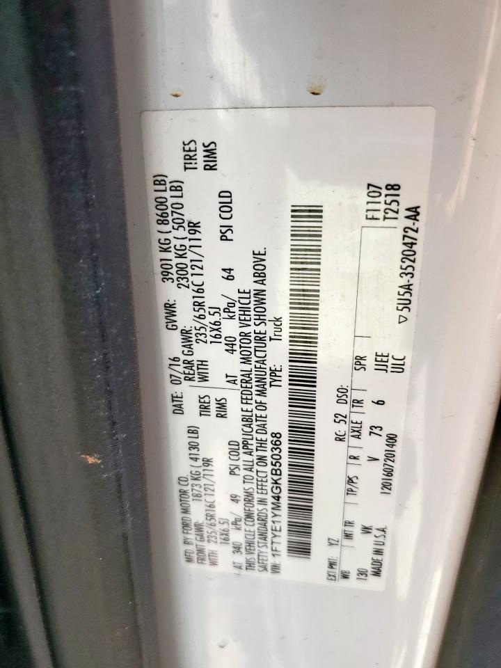 2016 Ford Transit T-150 VIN: 1FTYE1YM4GKB50368 Lot: 81497745