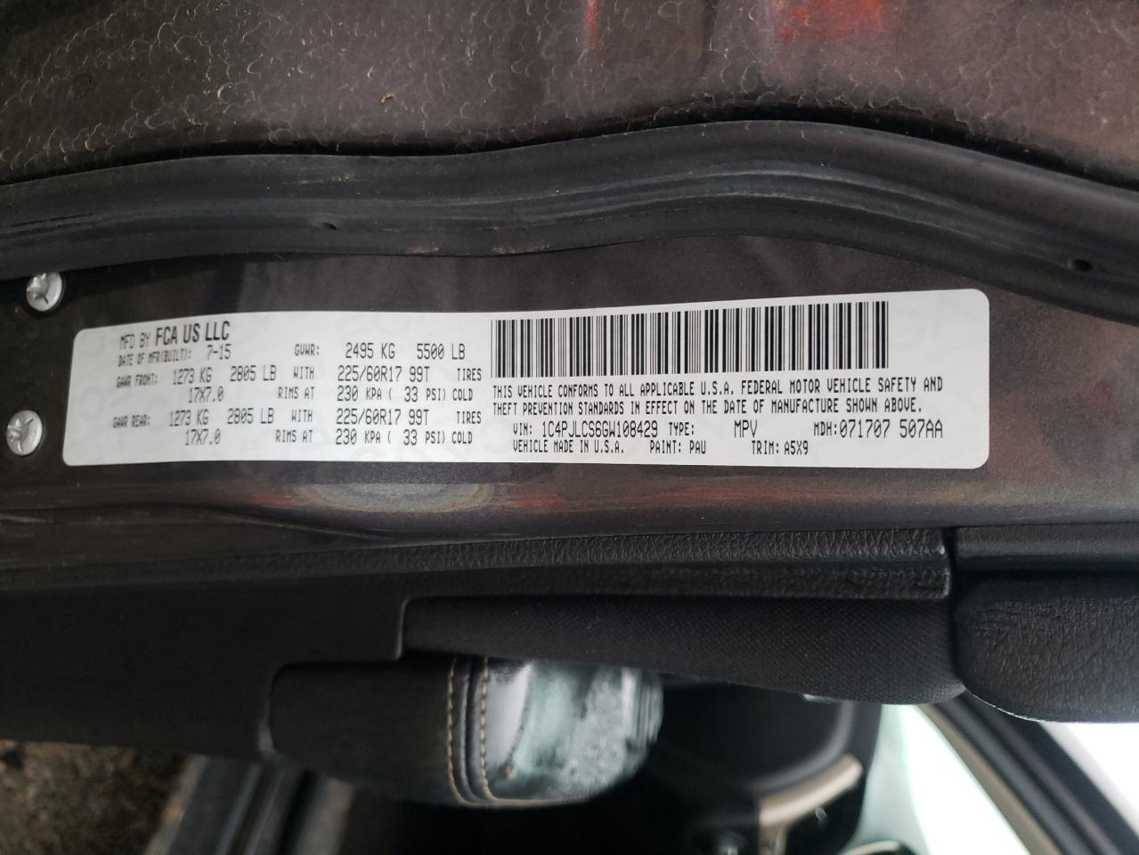 2016 Jeep Cherokee Latitude VIN: 1C4PJLCS6GW108429 Lot: 81895265