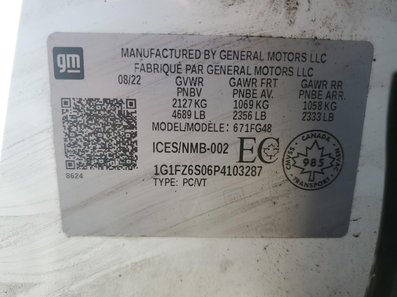 2023 Chevrolet Bolt Euv Premier VIN: 1G1FZ6S06P4103287 Lot: 71155205