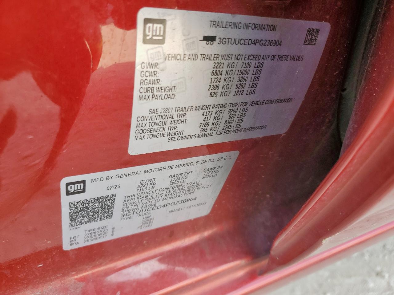 2023 GMC Sierra K1500 Elevation VIN: 3GTUUCED4PG236904 Lot: 81295365