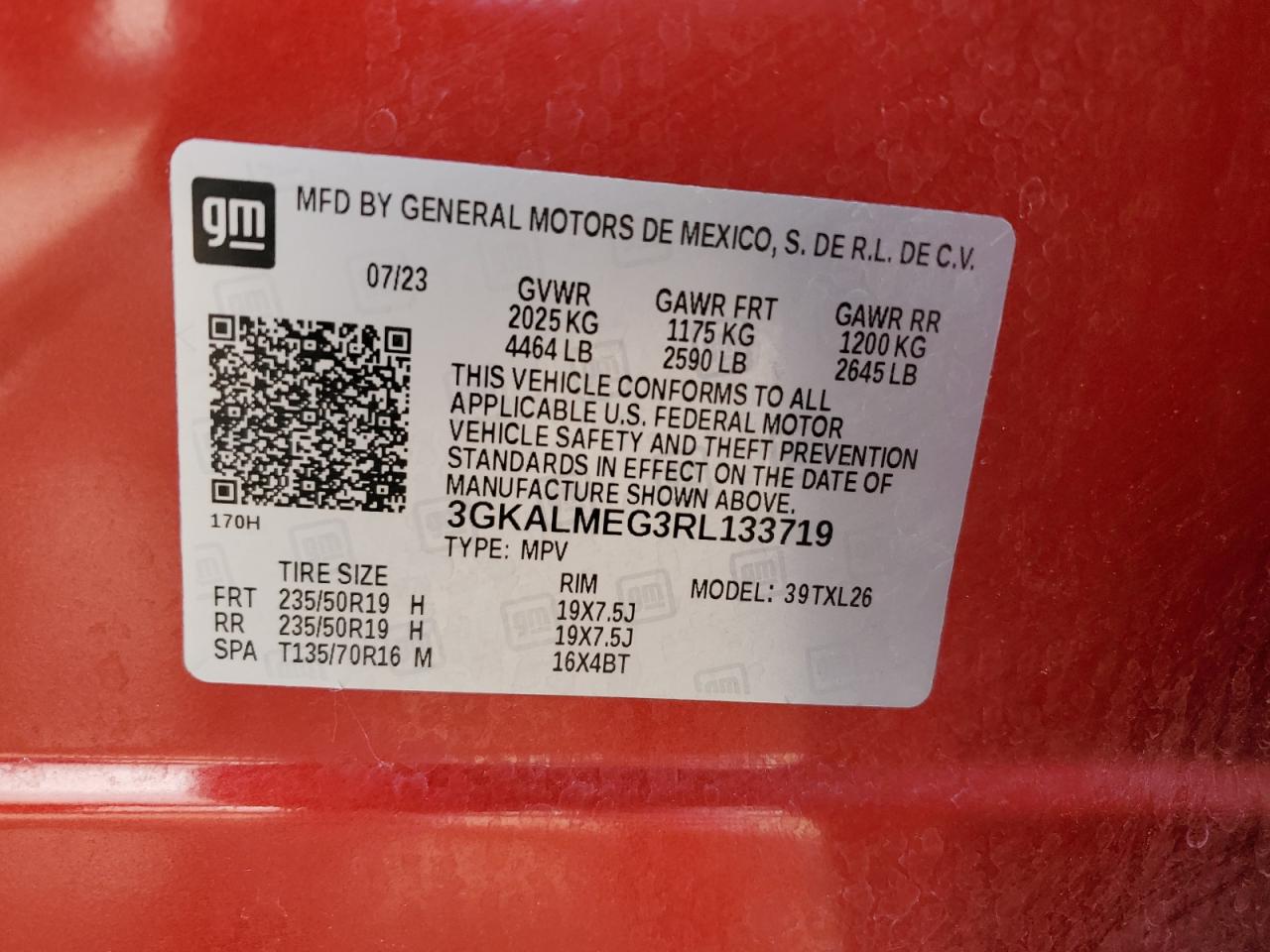 2024 GMC Terrain Sle VIN: 3GKALMEG3RL133719 Lot: 81271535