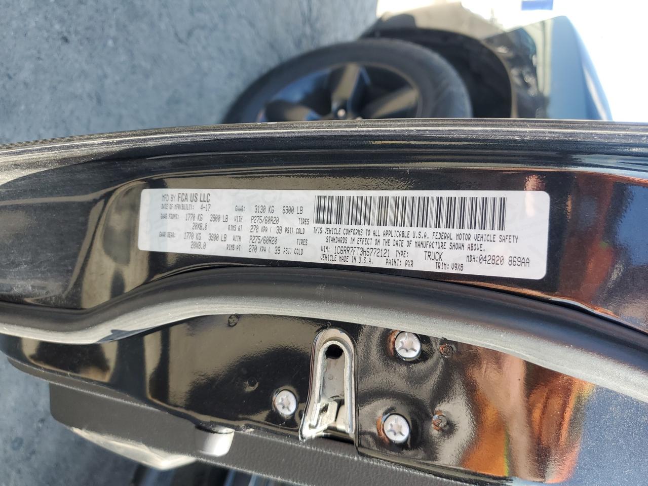 2017 Ram 1500 St VIN: 1C6RR7FT3HS772121 Lot: 81496405