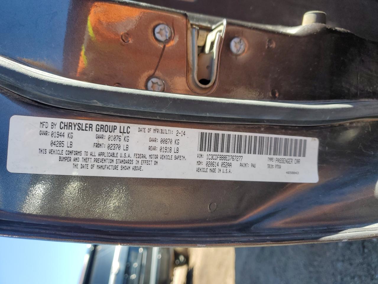 2014 Dodge Dart Sxt VIN: 1C3CDFBB8ED767277 Lot: 81415235