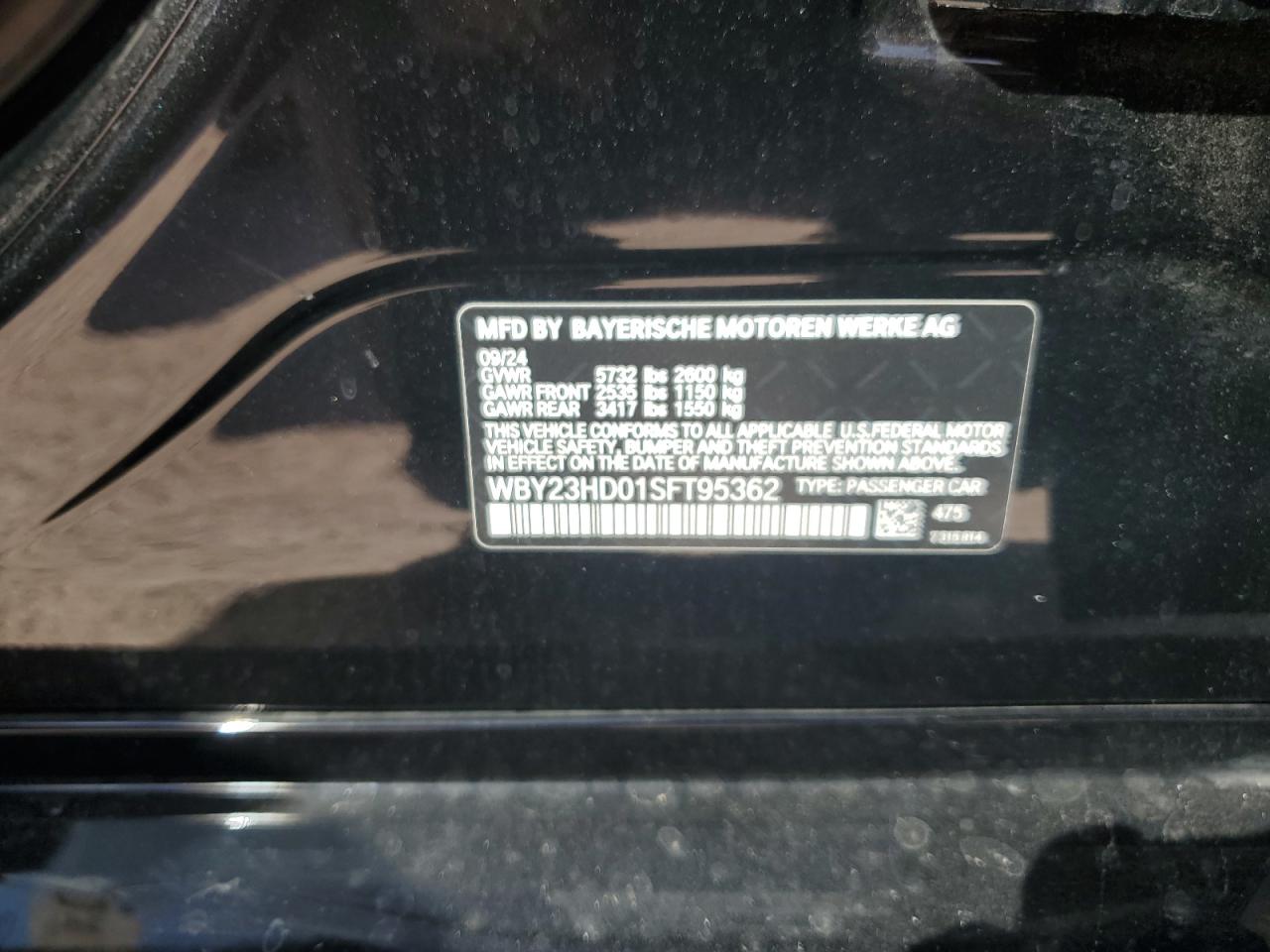 2025 BMW I4 Edrive 40 VIN: WBY23HD01SFT95362 Lot: 81665085