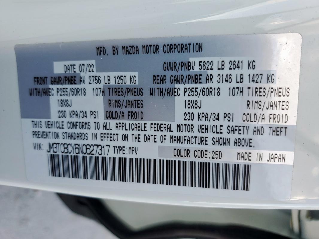 Salvage 2022 Mazda Cx-9 Cars for Auction | Autobidmaster.com