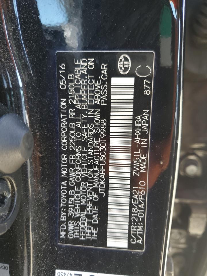 2016 Toyota Prius VIN: JTDKARFU8G3019988 Lot: 71322985