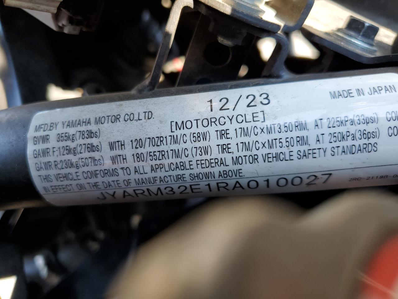 2024 Yamaha Mt07 VIN: JYARM32E1RA010027 Lot: 71106925