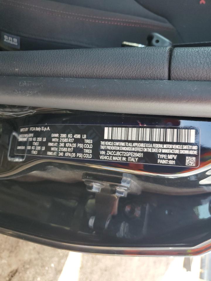 2016 Jeep Renegade Trailhawk VIN: ZACCJBCT2GPE26451 Lot: 80119145