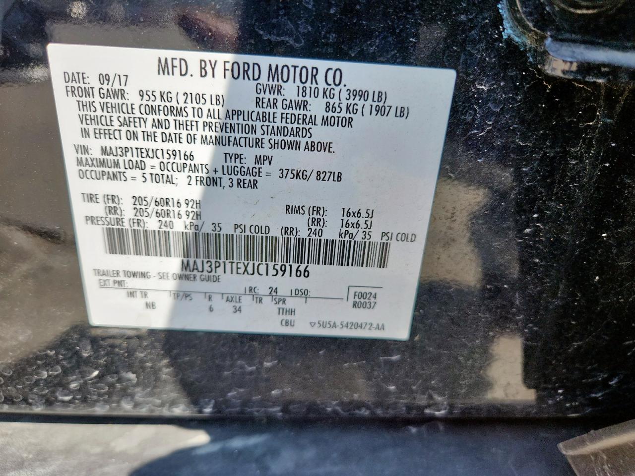 2018 Ford Ecosport Se VIN: MAJ3P1TEXJC159166 Lot: 84368465