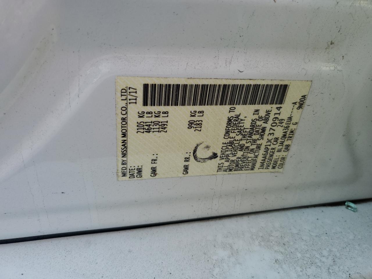 2018 Nissan Maxima 3.5S VIN: 1N4AA6AP1JC370914 Lot: 81199715