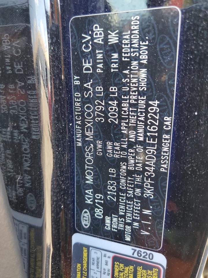 2020 Kia Forte Gt Line VIN: 3KPF34AD9LE162294 Lot: 81191675