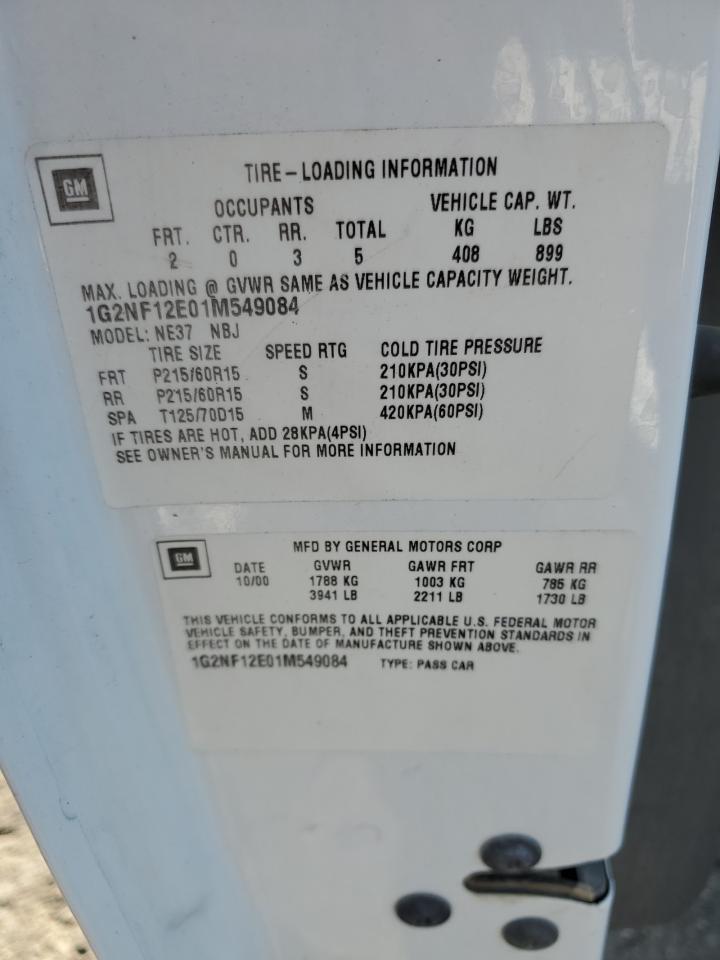 2001 Pontiac Grand Am Se1 VIN: 1G2NF12E01M549084 Lot: 80609725