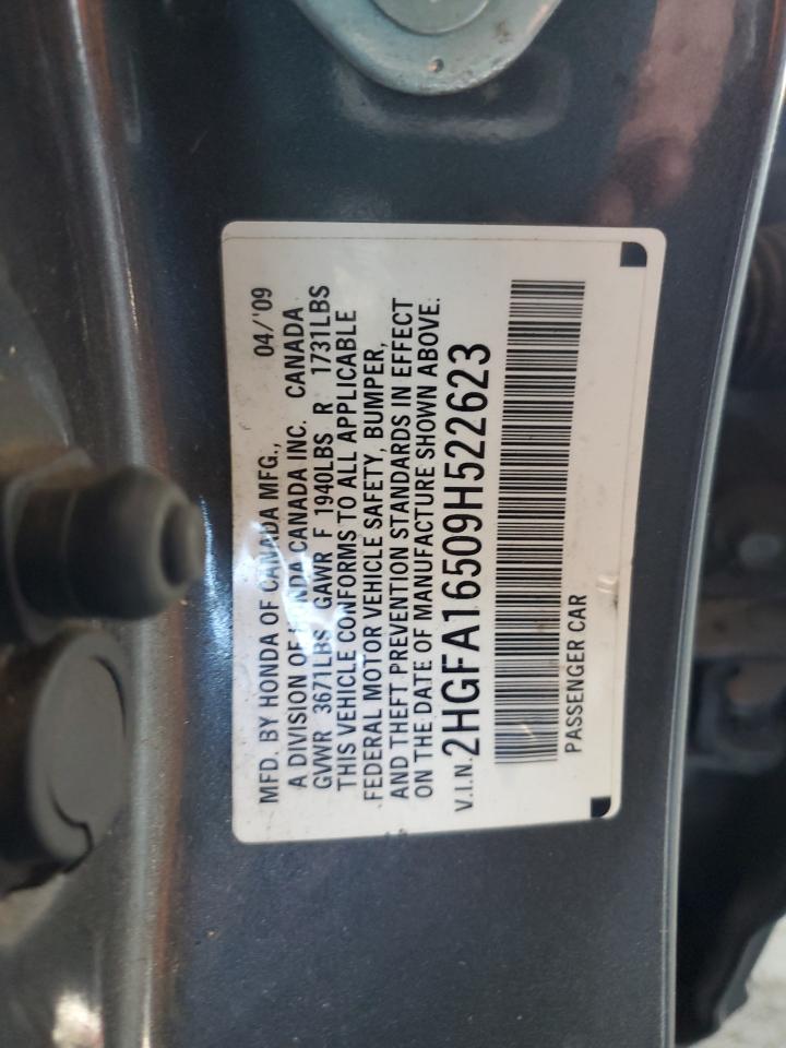 2009 Honda Civic Lx VIN: 2HGFA16509H522623 Lot: 80881215