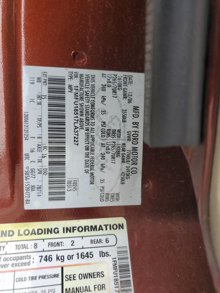 2007 Ford Expedition Eddie Bauer VIN: 1FMFU18517LA37227 Lot: 80006105