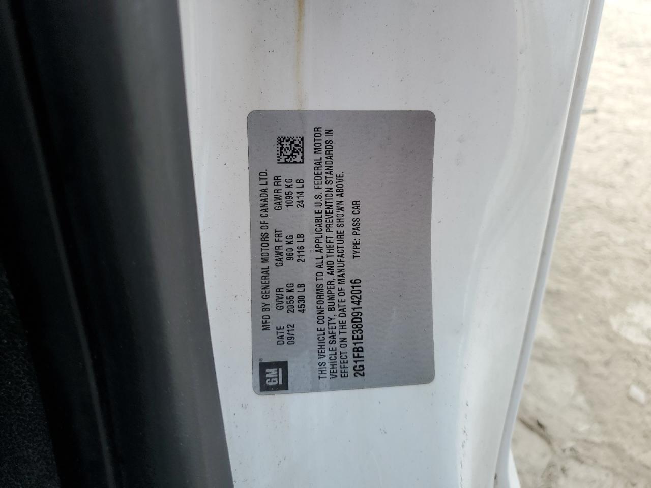 2013 Chevrolet Camaro Lt VIN: 2G1FB1E38D9142016 Lot: 80307445