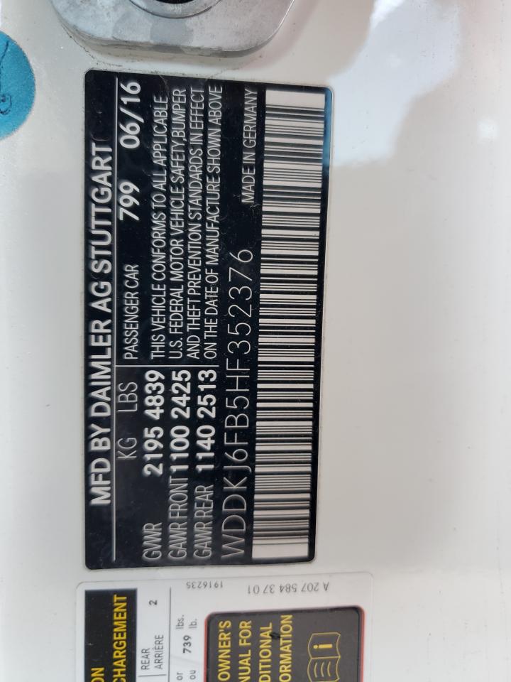 2017 Mercedes-Benz E 400 VIN: WDDKJ6FB5HF352376 Lot: 83758085