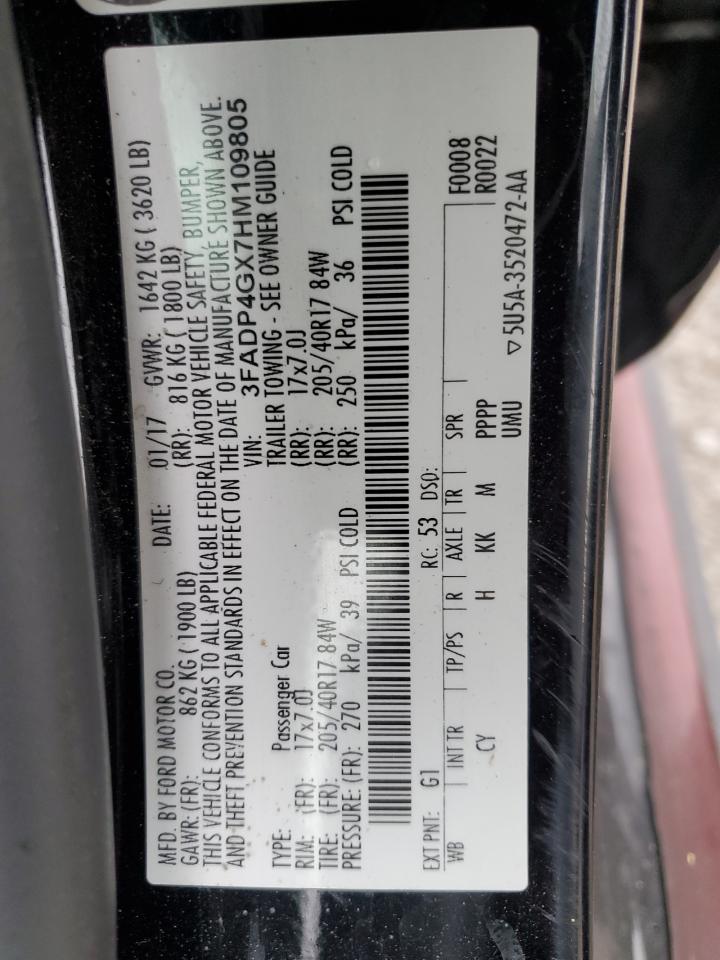 2017 Ford Fiesta St VIN: 3FADP4GX7HM109805 Lot: 71478795