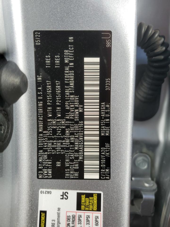 2022 Toyota Corolla Cross Le VIN: 7MUBAABG5NV021166 Lot: 81017595