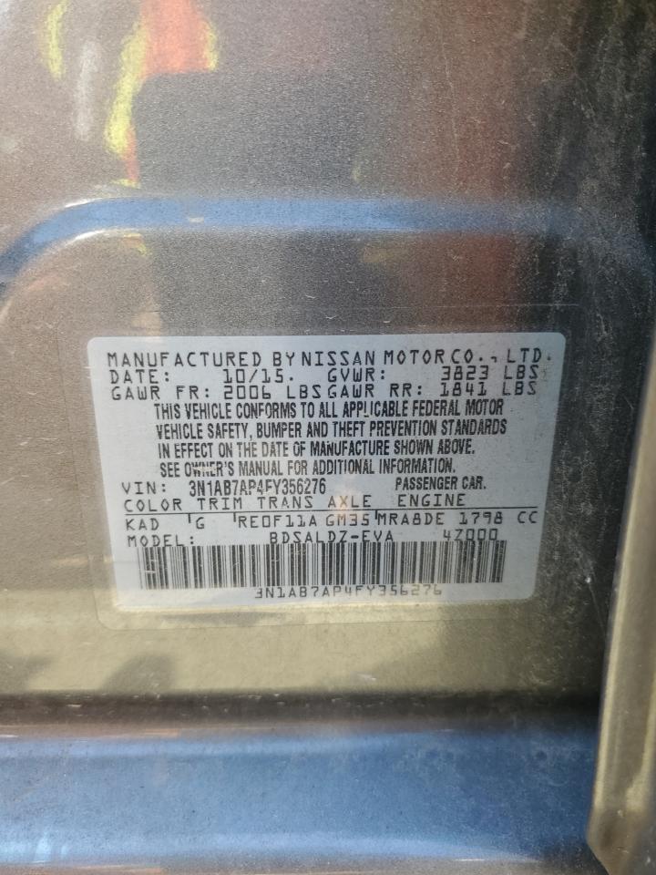 2015 Nissan Sentra S VIN: 3N1AB7AP4FY356276 Lot: 84722055