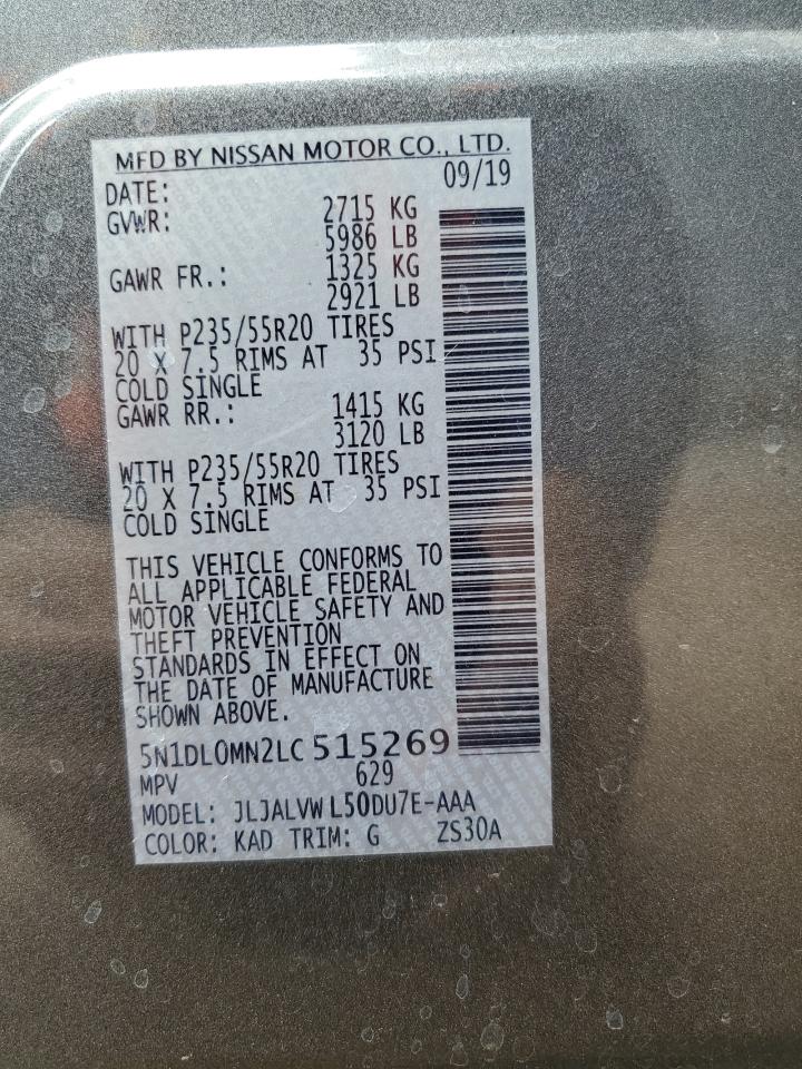 2020 Infiniti Qx60 Luxe VIN: 5N1DL0MN2LC515269 Lot: 81070195