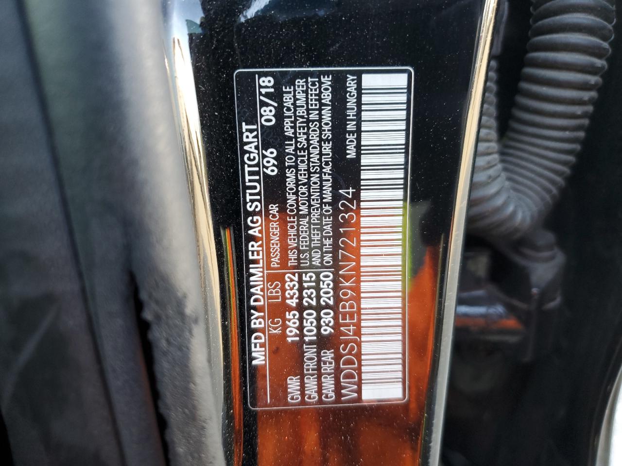 2019 Mercedes-Benz Cla 250 VIN: WDDSJ4EB9KN721324 Lot: 80248355