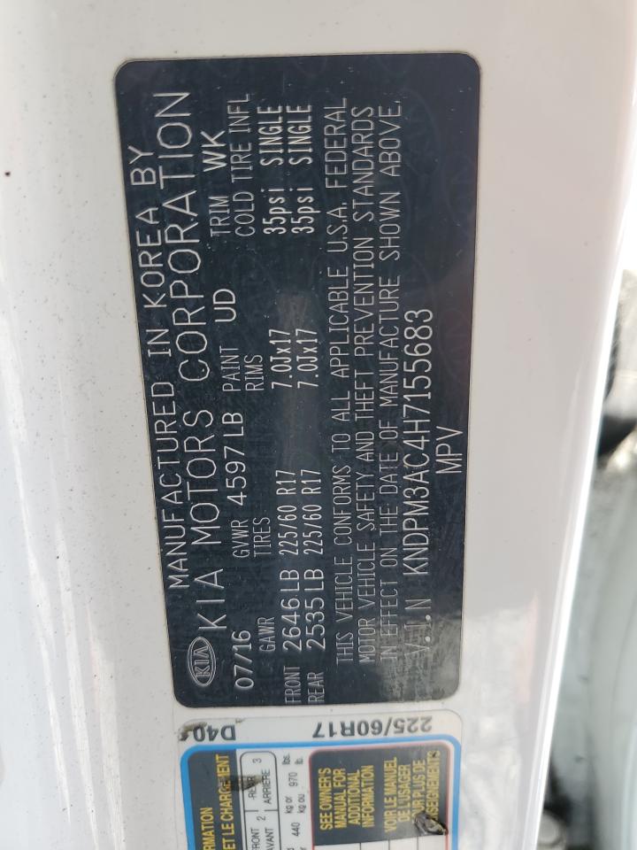 2017 Kia Sportage Lx VIN: KNDPM3AC4H7155683 Lot: 71416225