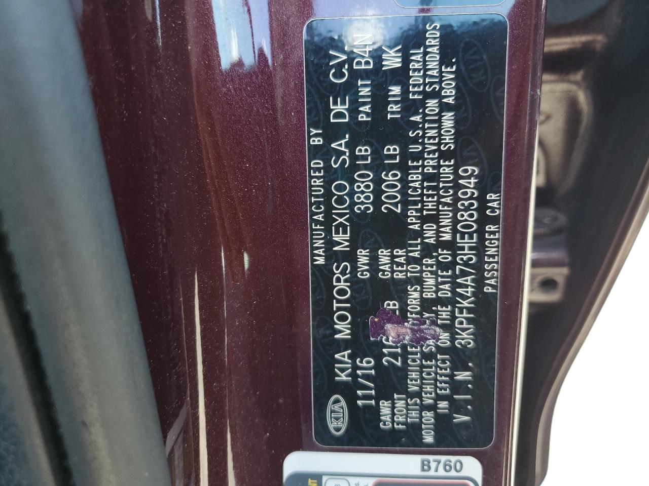 2017 Kia Forte Lx VIN: 3KPFK4A73HE083949 Lot: 80735915