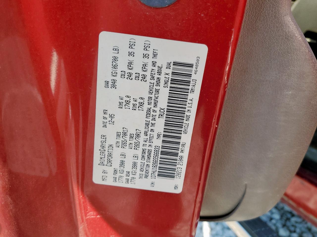 2006 Dodge Ram 1500 St VIN: 1D7HU18266S566833 Lot: 80712925