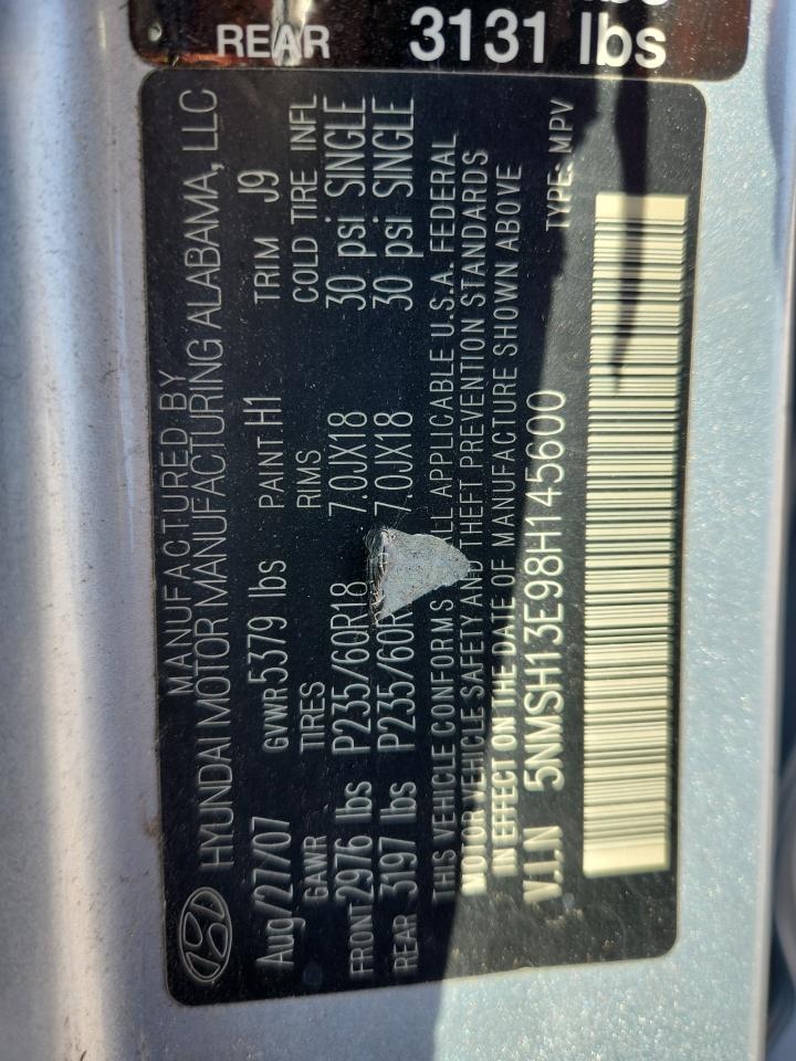 2008 Hyundai Santa Fe Se VIN: 5NMSH13E98H145600 Lot: 82083025