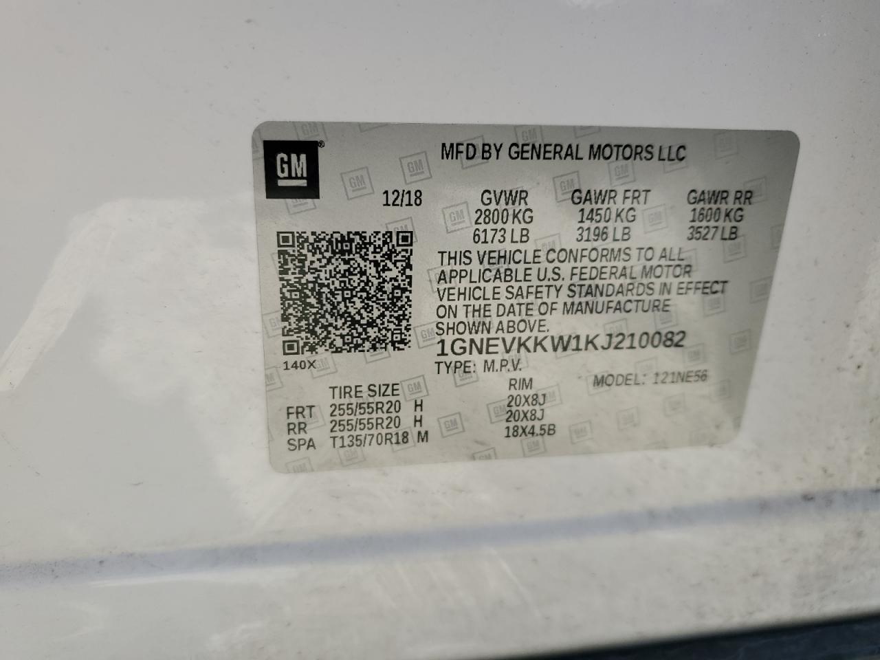 2019 Chevrolet Traverse Premier VIN: 1GNEVKKW1KJ210082 Lot: 84362025