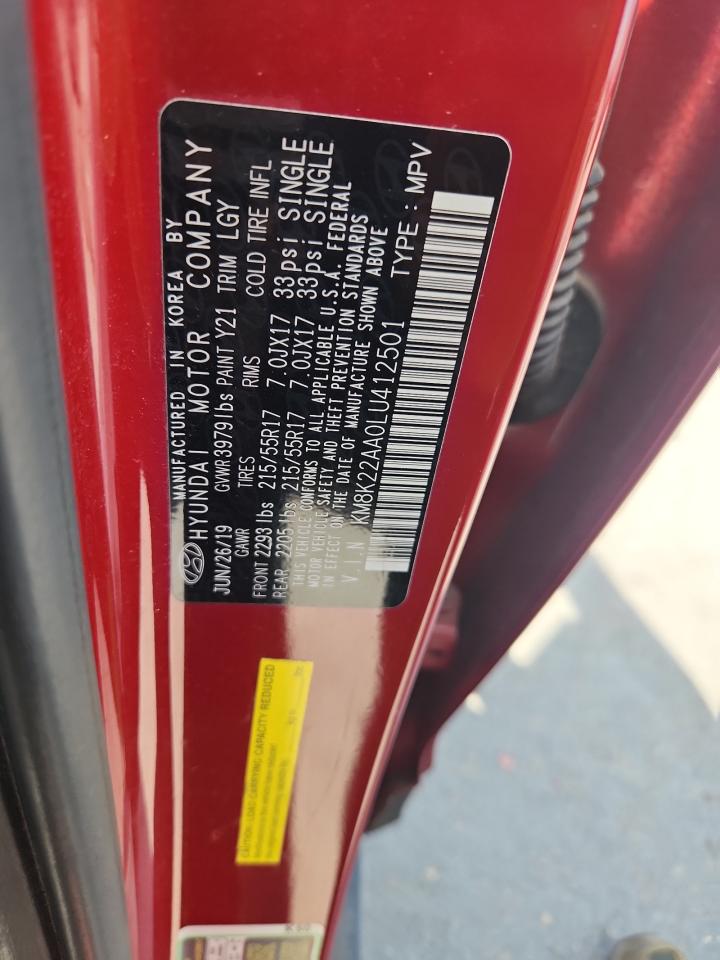 2020 Hyundai Kona Sel VIN: KM8K22AA0LU412501 Lot: 84465125