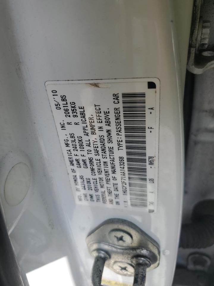2010 Honda Accord Ex VIN: 1HGCP2F71AA143268 Lot: 82010715