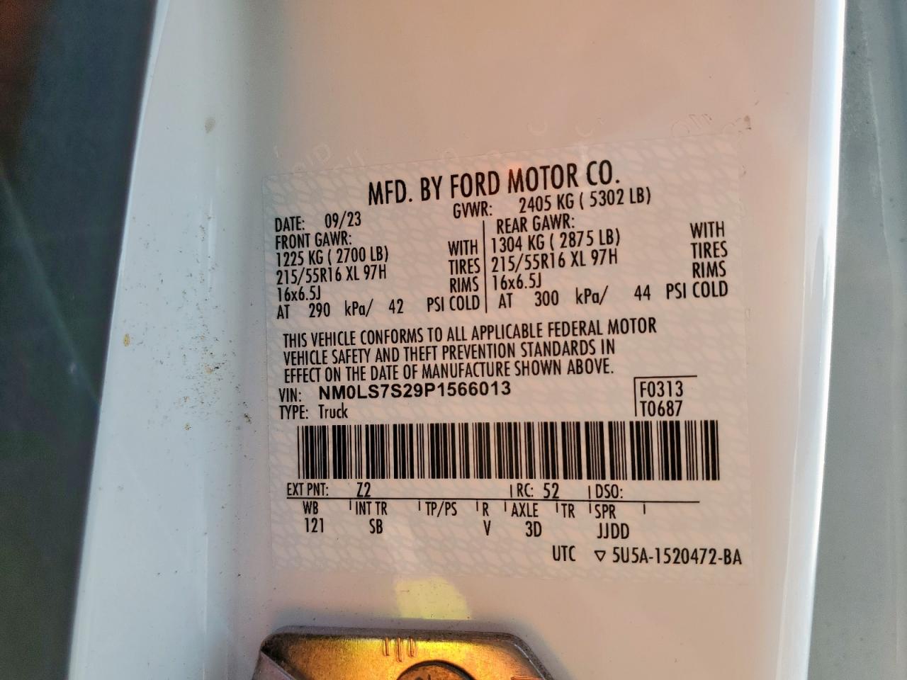 2023 Ford Transit Connect Xl VIN: NM0LS7S29P1566013 Lot: 81887175